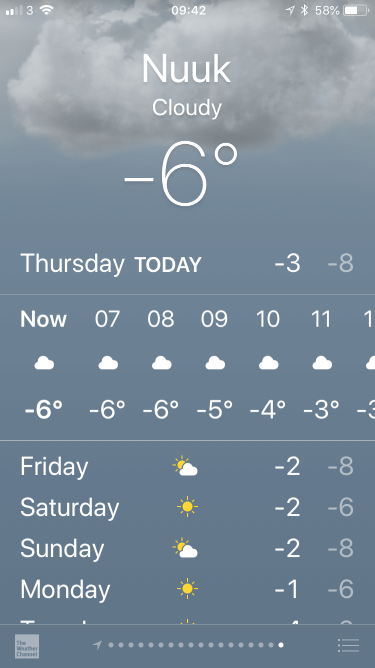 Weather app with standard weight text