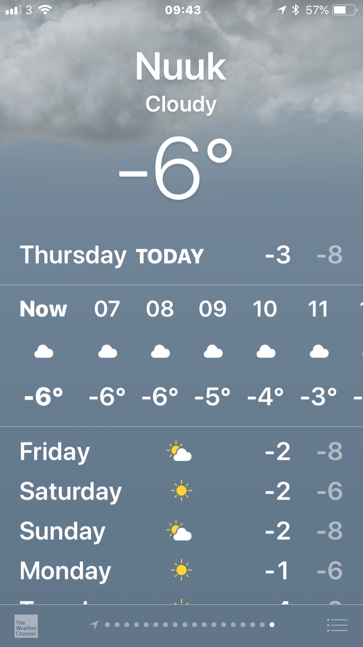 Weather app with bold weight text